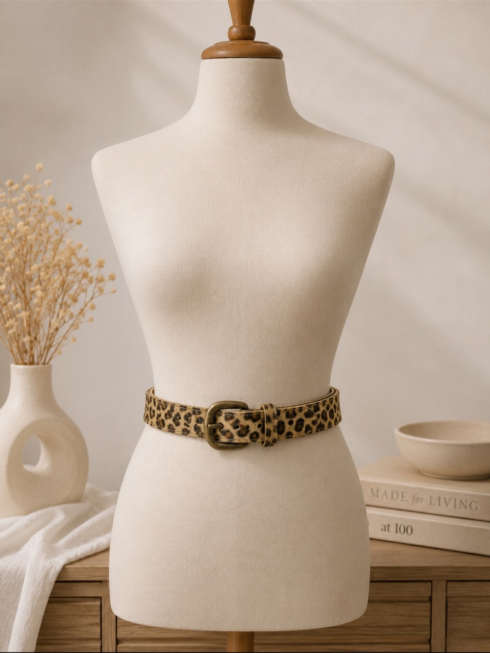 Othr Leopard Print Belt with Antique Gold Buckle